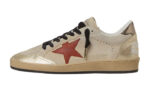 Ball Star in suede beige con stella in pelle rossa