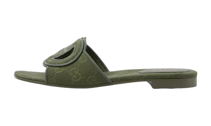 Ciabatta Con Logo G Intrecciate Verde Ciabatta Con Logo G Intrecciate Verde