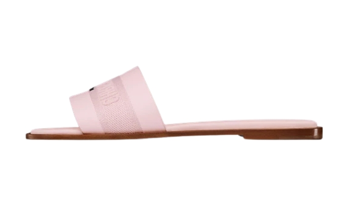 Pelle di vitello e cotone ricamato rosa pallido Pelle di vitello e cotone ricamato rosa pallido