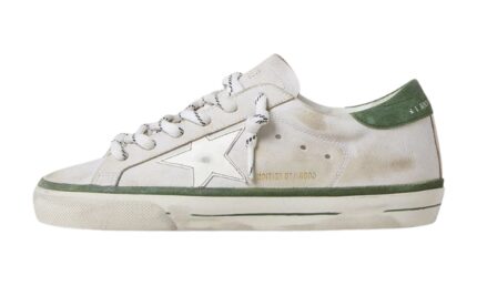 Stella In Pelle Bianca E Talloncino In Suede Verde