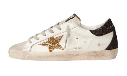 Super-Star in nappa con dettagli glitter oro e nero