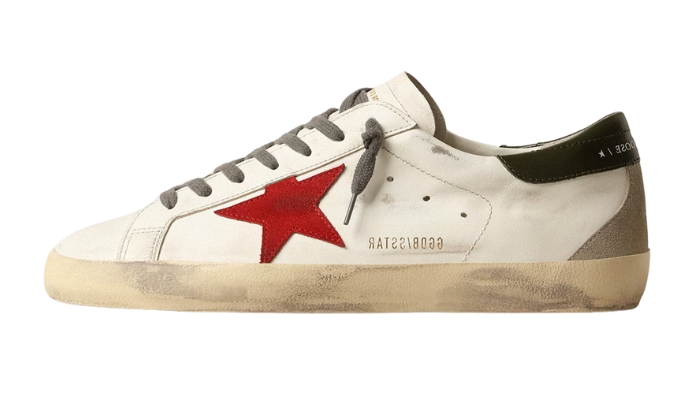 Super-Star with red suede star and green leather